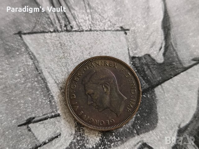 Монета - Великобритания - 1/2 (половин) пени | 1944г., снимка 2 - Нумизматика и бонистика - 43438396