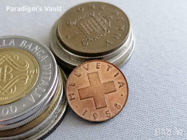 Монета - Швейцария - 1 рапен | 1958г.; серия B, снимка 2 - Нумизматика и бонистика - 43059382