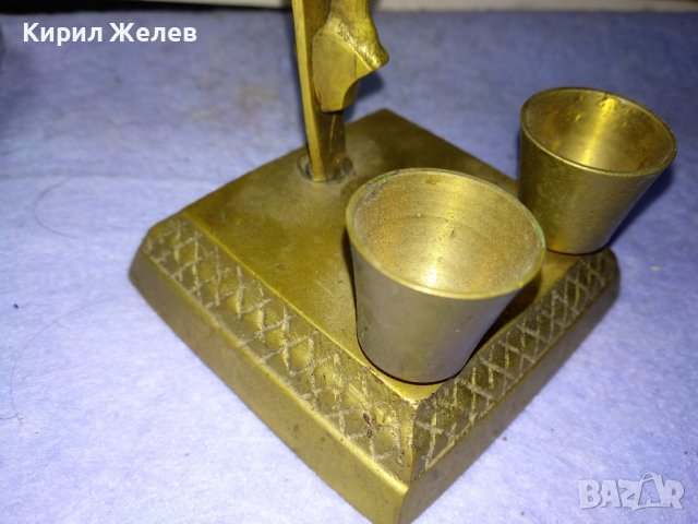 Старо КРАСИВО МАСИВНО НАСТОЛНО БРОНЗОВО РАЗПЯТИЕ КРЪСТ с ДВЕ КАНДИЛЦА 42678, снимка 12 - Декорация за дома - 43827861