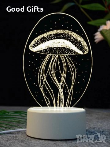 Холограмна LED лампа CREATIVE 3D Медуза, снимка 1 - Други - 38094415