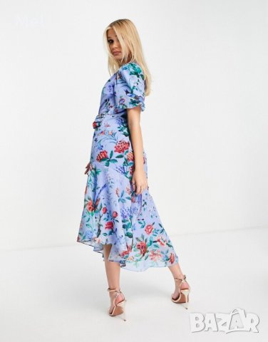 HOPE&IVY флорална рокля, нова, р-р XS, синя, , снимка 4 - Рокли - 43598287