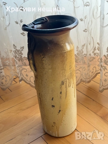 Стара ваза от глинена керамика, снимка 4 - Антикварни и старинни предмети - 53150787