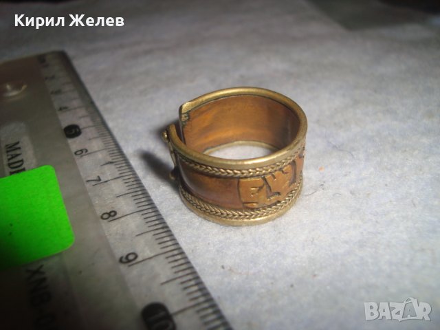 Стар ИНДО-ПЕРСИЙКИ БРОНЗОВ ЕТНОГРАФСКИ ТИБЕТСКИ ПРЪСТЕН ТРАДИЦИОННА МАЙСТОРСКА РЪЧНА ИЗРАБОТКА 31414, снимка 7 - Антикварни и старинни предмети - 38056196