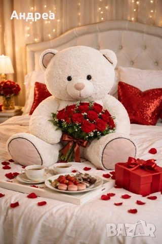 Нов! Голям плюшен Мечок/плюшена мечка/подарък за Св.Валентин, 120 см, снимка 3 - Плюшени играчки - 53409867