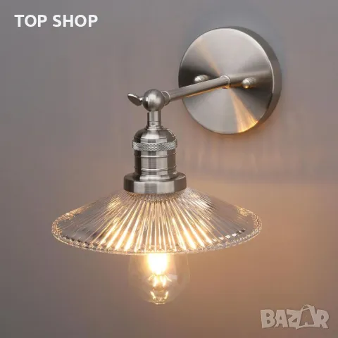 Yosoan Индустриална ретро стенна лампа от оребрено стъкло, снимка 2 - Лампи за стена - 49965471