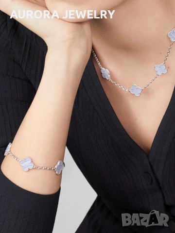 Van Cleef & Arpels VCA 5 Motifs Gold Chalcedony Vintage Alhambra Дамска Гривна, снимка 3 - Гривни - 53492081