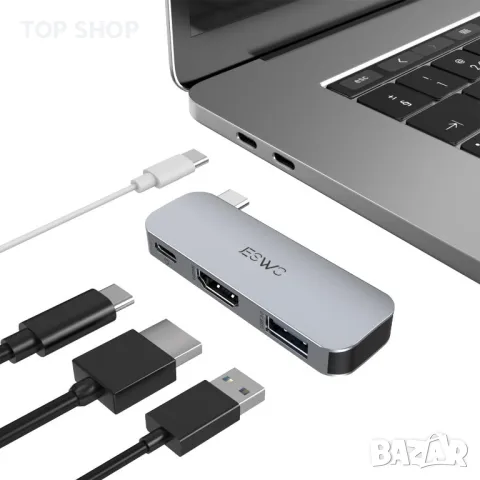 USB C към HDMI многопортов адаптер за MacBook Air Pro, снимка 2 - Кабели и адаптери - 49457614