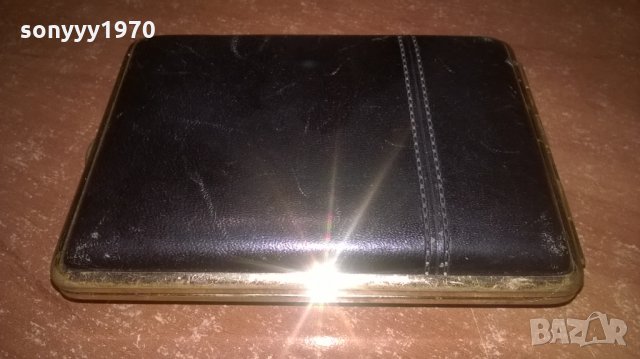 v.h germany-gold табакера с кожени страници-внос франция, снимка 1 - Колекции - 28186380