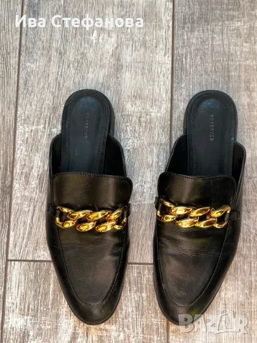 Нови естествена кожа кожени стилни  удобни ниски чехли Reserved синджири номер 40