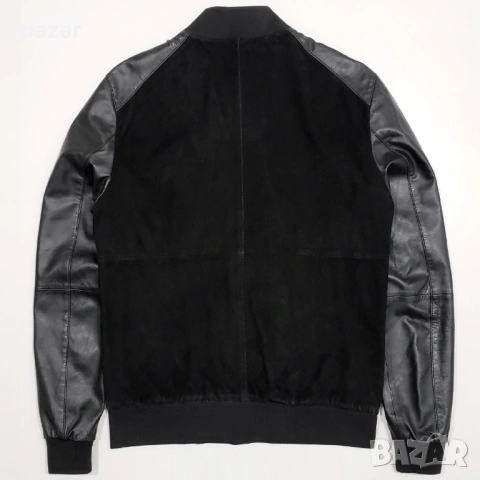 ZARA MAN Bomber Мъжко Кожено Яке Бомбър Естествена Кожа Велур M-L, снимка 4 - Якета - 53598159