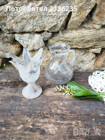 Мраморно стъкло – кана Peill Germany и ваза Herner Glas, снимка 2 - Антикварни и старинни предмети - 50186381