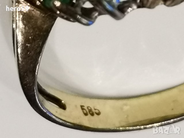 Дамски златен пръстен,брилянти и изумруди-Продаден, снимка 6 - Пръстени - 27420512