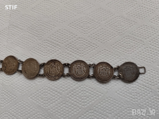 Стара сребърна гривна от монети, снимка 7 - Антикварни и старинни предмети - 52467394