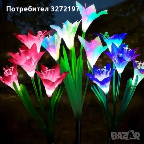 Соларни градински светлини с цветни глави на лилия ,водоустойчиви, снимка 3 - Соларни лампи - 43697809