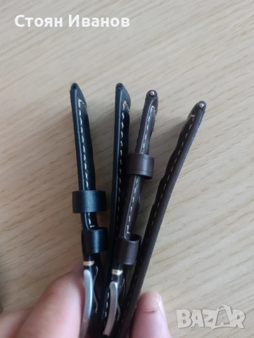 Кожена каишка за часовник черна и кафява 20мм, снимка 2 - Мъжки - 51855524