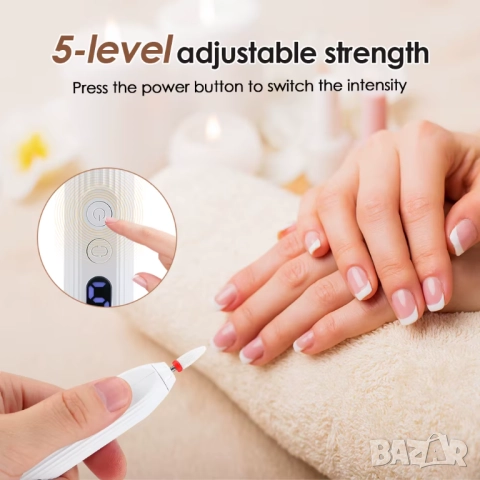 Безжична Електрическа пила, УВ лампа за нокти 2 в 1 маникюр и педикюр, снимка 4 - Електрически пили за пети - 52128719