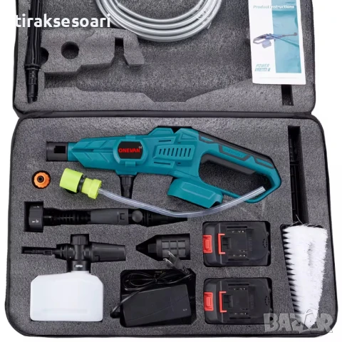 Акумулаторна водоструйка 200 bar 3500W с дисплей, 2 батерии, аксесоари и чанта, снимка 7 - Аксесоари и консумативи - 51048447