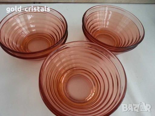 Ретро стъклени купички цветно розово стъкло 53г, снимка 9 - Антикварни и старинни предмети - 28614899