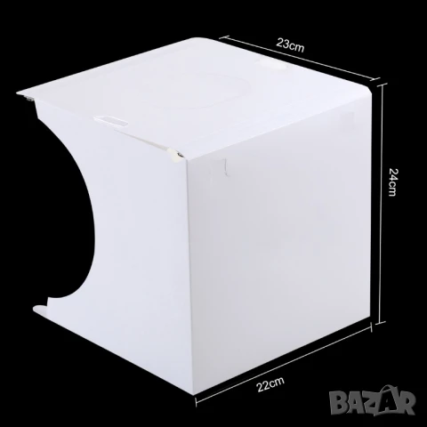 Продуктова палатка с двойно LED осветление и 6 фона - 20*20 см, снимка 2 - Чанти, стативи, аксесоари - 50442446