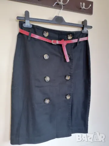 Черна пола с копчета PAPAYA, снимка 2 - Поли - 49258505