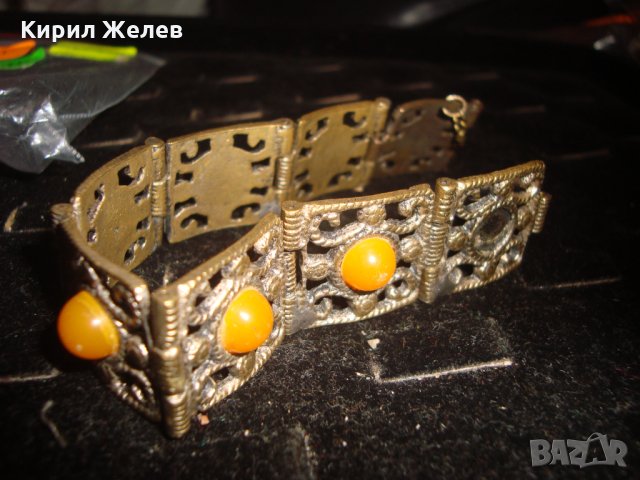 ВЪЗРОЖДЕНСКА БРОНЗОВА МАЙСТОРСКА ИЗРАБОТКА с ИНКРУСТИРАН КАТАЛИН ЕТНО ГРИВНА 4829, снимка 7 - Антикварни и старинни предмети - 32265646