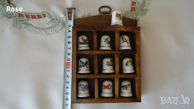 Порцеланови напръстници с поставка от дърво, снимка 2 - Декорация за дома - 50989204