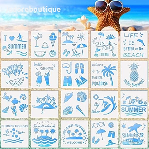 Шаблон стенсил Лято различни видове 15х15 см скрапбук декупаж 