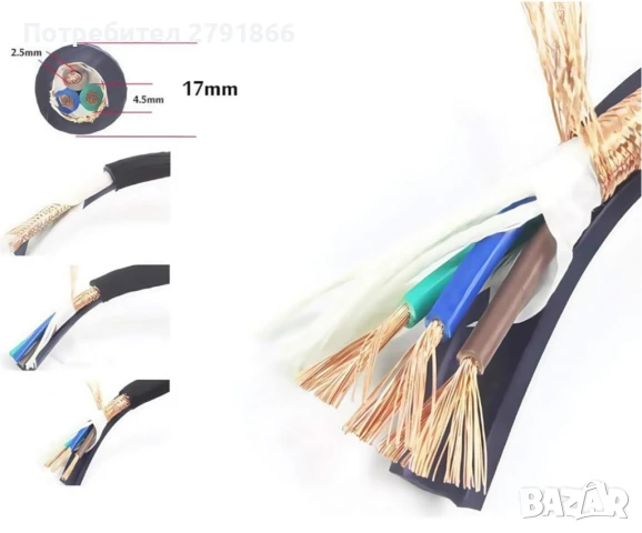 WAudio 10AWG аудиофилски захранващ кабел,стандартен за ЕС Hi-Fi захранващ кабел с предпазен щепсел , снимка 5 - Други - 51120461