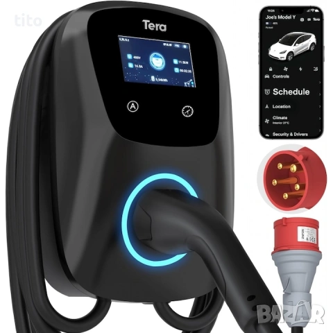 НОВА Зарядна станция за електрическа кола електромобил. Tera, 32A Тип 2 22kW или 11kW 400V