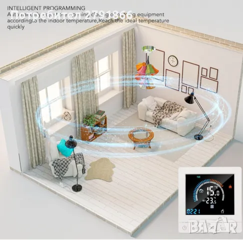 Smart термостат за отопление, с приложение за програмиране, подходящо за дома, офиса (WiFi), снимка 8 - Камини - 49090636