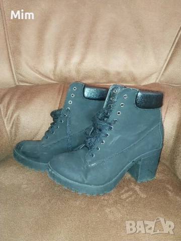 38 Черни полуботуши със сребристи шипове и 39 черни боти , снимка 7 - Дамски боти - 52220831