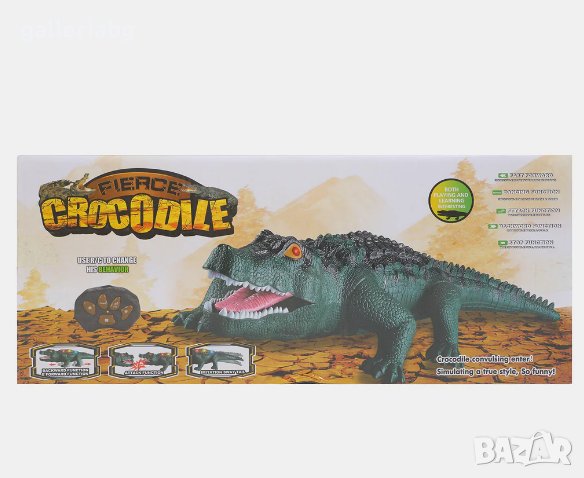 Крокодил с ЛЕД светлини, звуци и дистанционно управление r/c, снимка 4 - Електрически играчки - 43481161