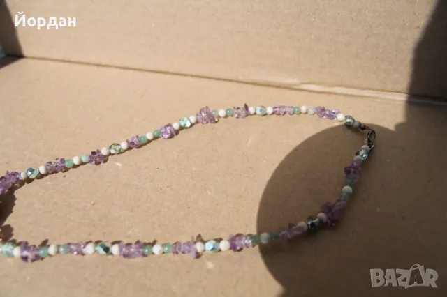 Дамско колие с аметист,планински кристал и ахат, снимка 4 - Колиета, медальони, синджири - 49862160