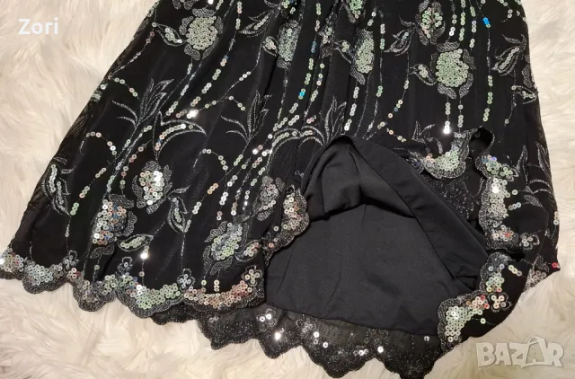 -25% НЕВЕРОЯТНО КРАСИВА черна рокля, цялата обшита с пайети-хамелеон , снимка 12 - Рокли - 47975275