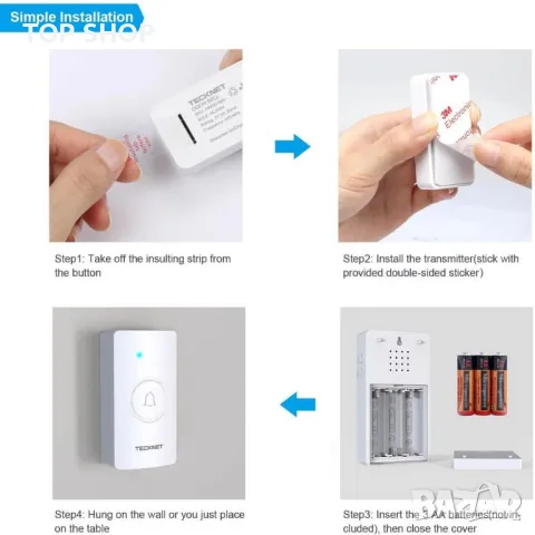Безжичен звънец TeckNet DoorBell с 38 мелодии, снимка 7 - Друга електроника - 48692329