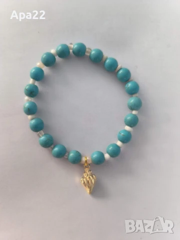 Гривни тюркоаз с морска висулка, снимка 7 - Гривни - 51108431