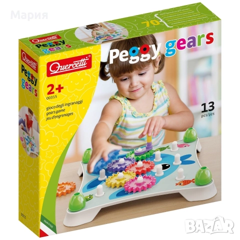 Детска игра със зъбни колела Quercetti - Peggy Gears, 13 части, снимка 9 - Образователни игри - 52731268