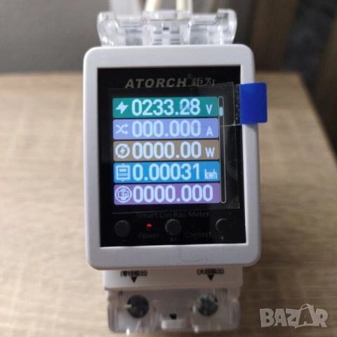Двутарифен WiFi смарт електромер с TFT LCD дисплей | Предпазител 100A, снимка 7 - Друга електроника - 39870767