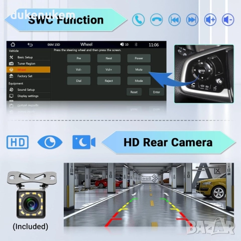 1 DIN Автомобилно радио с CarPlay / Android Auto и камера за заден ход, снимка 4 - Аксесоари и консумативи - 51997019