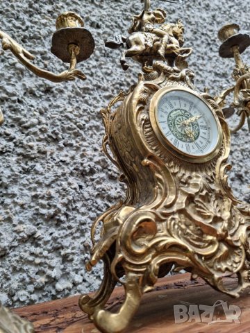 Антикварен Бронзов Часовник и Свещници "1960г" , снимка 14 - Антикварни и старинни предмети - 40151307