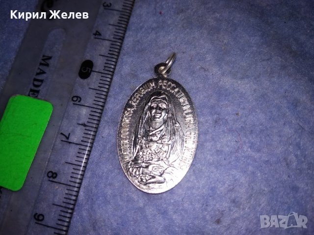 ПОСРЕБРЕНА ДВУСТРАННА РЯДКА КАТОЛИЧЕСКА ИКОНКА РЕЛИГИОЗЕН МЕДАЛЬОН 31288, снимка 6 - Антикварни и старинни предмети - 39856815