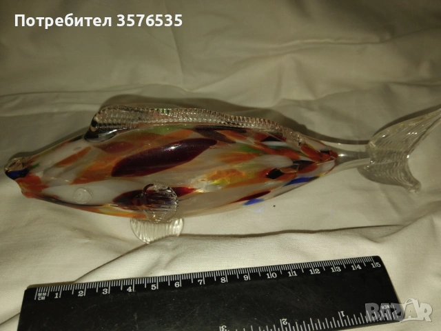 2 броя фигури на риби от цветно стъкло Мурано , снимка 2 - Антикварни и старинни предмети - 53142990