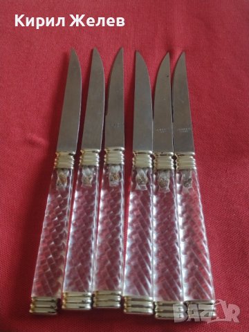 Красив комплект ножове 6 броя с прозрачна дръжка перфектно състояние 42056