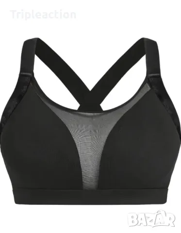 Дамски сутиен с мрежа, голям размер 4XL, Sports Bra, Stretchy Mesh Bra, Crisscross , снимка 3 - Бельо - 45631085