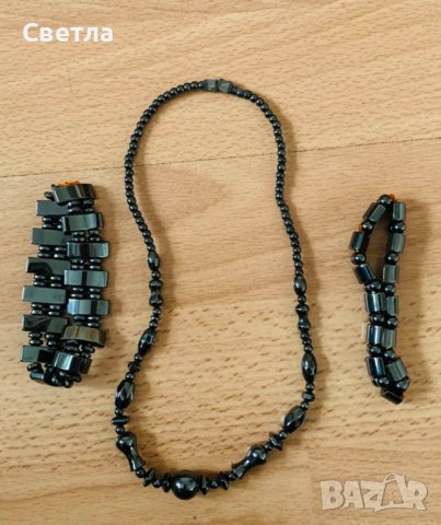 Огърлица за 22 лв Хематитови Mагнитни и Гривни по 10лв-2бр - за отслабване, кръвно, имунитет, сън 