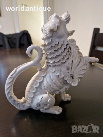 Много стара антикварна японска керамична фигура статуетка куче лъв Фу , снимка 4 - Антикварни и старинни предмети - 52150766