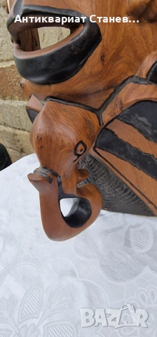 Тежка и масивна маска дялана от цяло дърво, снимка 12 - Декорация за дома - 53341249