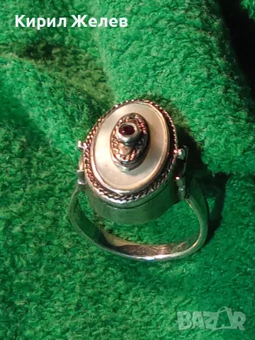 Старинен СЕДЕФЕН СРЕБЪРЕН ПРЪСТЕН СРЕБРО ВИСОКА ПРОБА с 3 ПЕЧАТА и МИНИАТЮРЕН НАТУРАЛЕН РУБИН 49991, снимка 18 - Антикварни и старинни предмети - 49294855