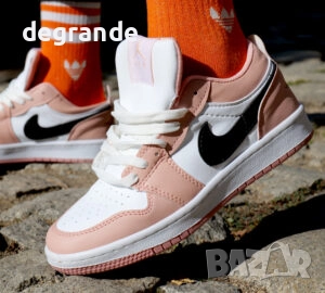 Къси Кецове Nike Jordan - бяло-розово, снимка 2 - Кецове - 51610133