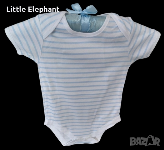 Боди с къс ръкав за 12-18 мес мом бяло голямо и синьо малко райе,Англия/ново